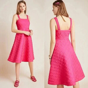 Anthropologie Maeve Pink Tomasa Quilted Dress